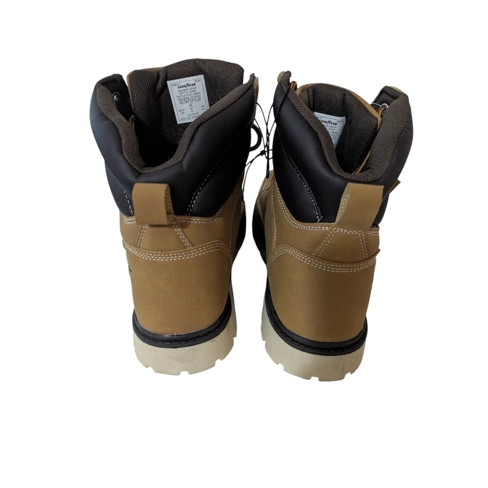 Goodyear Men's Penn Steel Toe Work Boots Water Resistant Wheat Size 11